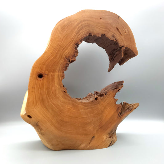 GRANDE SCULPTURE DE "VAGUE" EN BOIS DE CERISIER - UNIQUE, ARTISANALE & ORIGINALE
