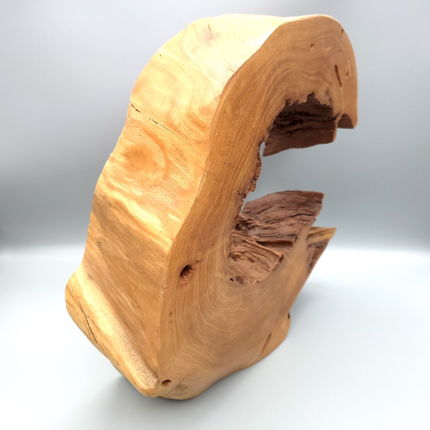GRANDE SCULPTURE DE "VAGUE" EN BOIS DE CERISIER - UNIQUE, ARTISANALE & ORIGINALE