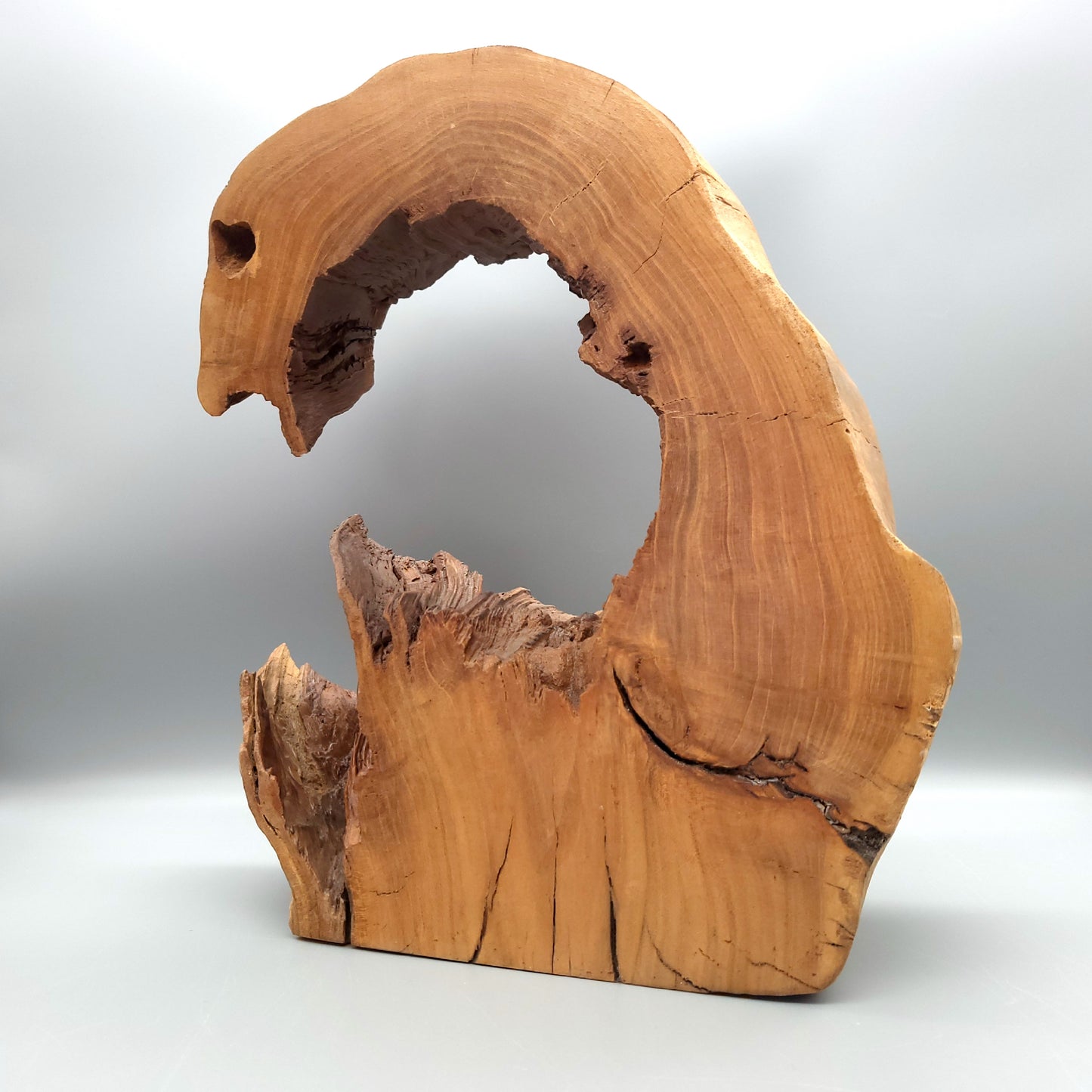 GRANDE SCULPTURE DE "VAGUE" EN BOIS DE CERISIER - UNIQUE, ARTISANALE & ORIGINALE