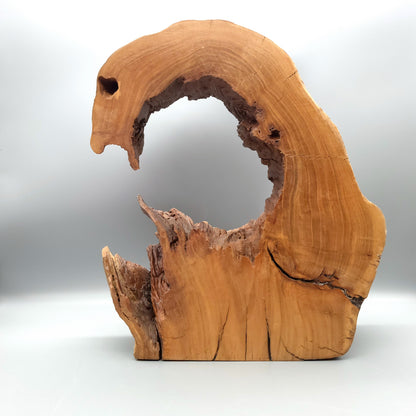 GRANDE SCULPTURE DE "VAGUE" EN BOIS DE CERISIER - UNIQUE, ARTISANALE & ORIGINALE