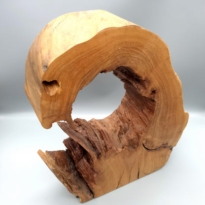 GRANDE SCULPTURE DE "VAGUE" EN BOIS DE CERISIER - UNIQUE, ARTISANALE & ORIGINALE