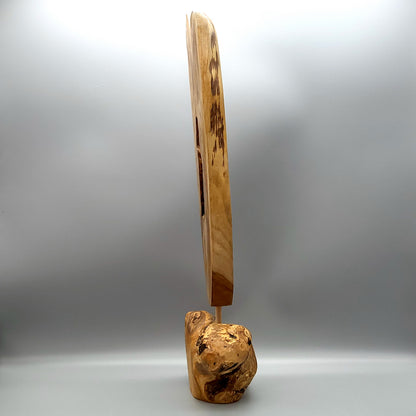 SCULPTURE "A COEUR OUVERT" EN TECK + SOCLE EN OLIVIER - UNIQUE, ARTISANALE & ORIGINALE