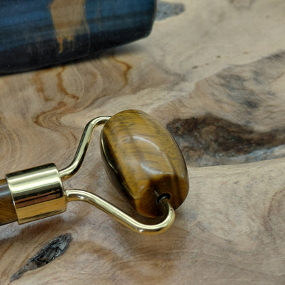 OUTIL de BEAUTÉ « 2 ROULEAUX » EN PIERRE D'OEIL DU TIGRE N°0 - MASSAGE & ANTI-AGE