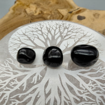 BLACK OBSIDIAN IN SMALL POLISHED AND RAW STONES