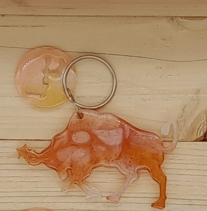 PORTES CLÉS " ROUGE ORANGÉ OR " SIGNES ASTROLOGIQUES + JETONS CONSTELLATIONS BIJOU DE SAC - ORIGINAL et ARTISANAL