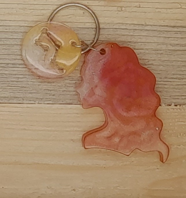 PORTES CLÉS " ROUGE ORANGÉ OR " SIGNES ASTROLOGIQUES + JETONS CONSTELLATIONS BIJOU DE SAC - ORIGINAL et ARTISANAL