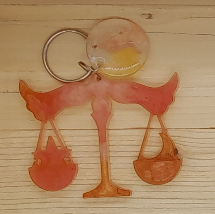 PORTES CLÉS " ROUGE ORANGÉ OR " SIGNES ASTROLOGIQUES + JETONS CONSTELLATIONS BIJOU DE SAC - ORIGINAL et ARTISANAL