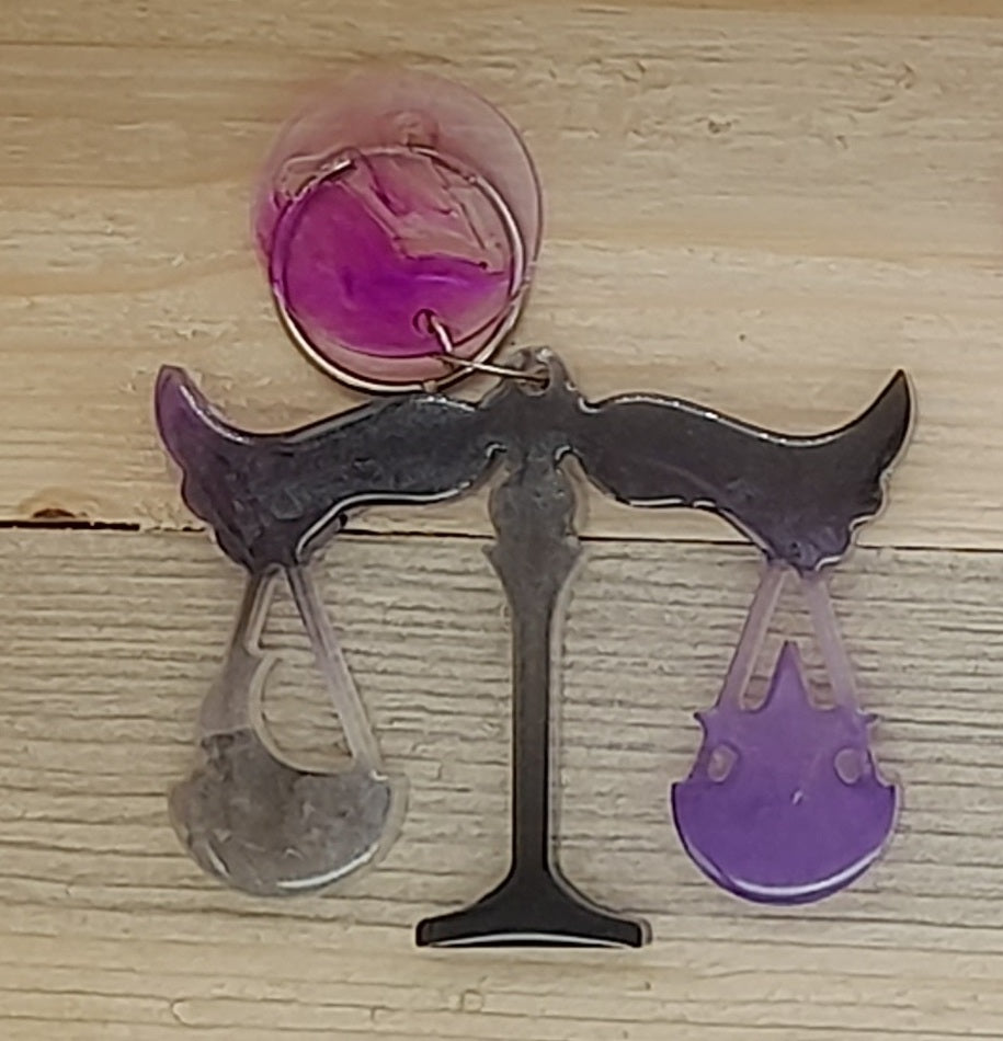 PORTES CLÉS " VIOLETS NOIRS " SIGNES ASTROLOGIQUES DU ZODIAQUE + CONSTELLATIONS - BIJOUX DE SAC FANTAISIES ORIGINAUX, UNIQUES & ARTISANAUX