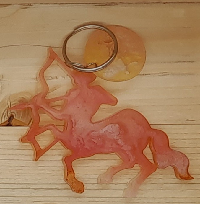 PORTES CLÉS " ROUGE ORANGÉ OR " SIGNES ASTROLOGIQUES + JETONS CONSTELLATIONS BIJOU DE SAC - ORIGINAL et ARTISANAL