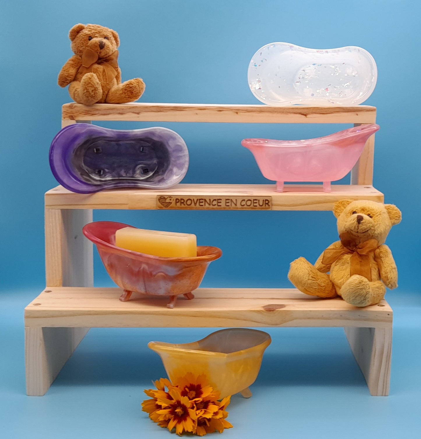 BAIGNOIRE SABOT Collection « MIKA ! » SUPPORT SAVONS en 3D - DIVERS MODÈLES UNIQUES, ORIGINAUX & ARTISANAUX