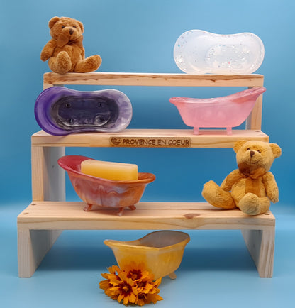 BAIGNOIRE SABOT Collection « MIKA ! » SUPPORT SAVONS en 3D - DIVERS MODÈLES UNIQUES, ORIGINAUX & ARTISANAUX