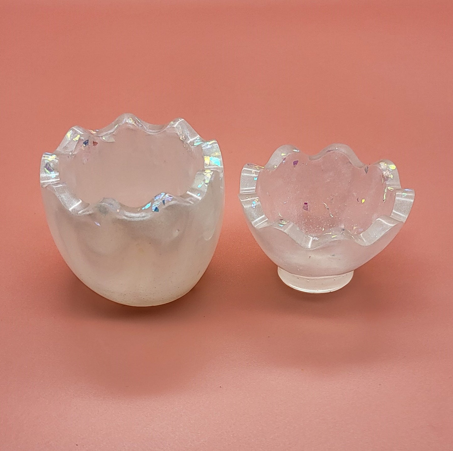 DÉCO BOITE 2 COQUILLES D'OEUF 3D POUR SAVONS, BOUGIES, BIJOUX, CACTUS…EN RÉSINE - DIVERS MODÈLES UNIQUES, ORIGINAUX & ARTISANAUX