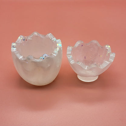 DÉCO BOITE 2 COQUILLES D'OEUF 3D POUR SAVONS, BOUGIES, BIJOUX, CACTUS…EN RÉSINE - DIVERS MODÈLES UNIQUES, ORIGINAUX & ARTISANAUX