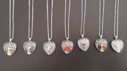 COLLIERS + PENDENTIFS COEURS + ARBRES DE VIE EN PIERRE OEIL DU TIGRE - BIJOUX ARTISANAUX, UNIQUES & ORIGINAUX