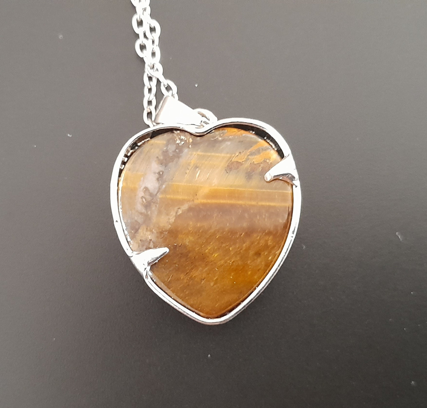 COLLIERS + PENDENTIFS COEURS + ARBRES DE VIE EN PIERRE OEIL DU TIGRE - BIJOUX ARTISANAUX, UNIQUES & ORIGINAUX