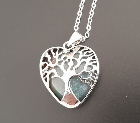 COLLIERS + PENDENTIFS COEURS + ARBRES DE VIE EN PIERRE FLUORITE - BIJOUX ARTISANAUX, UNIQUES & ORIGINAUX