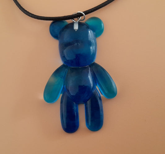 ok COLLIER CORDON + PENDENTIF GRAND OURSON EN RÉSINE 2D- BIJOUX FANTAISIES UNIQUES, ORIGINAUX & ARTISANAUX, MODÈLES AU CHOIX
