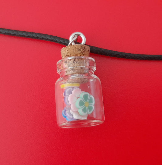 COLLIERS + PENDENTIFS BOUTEILLES EN VERRE 4 DÉCORS - BIJOUX FANTAISIES ORIGINAUX, UNIQUES & ARTISANAUX AU CHOIX