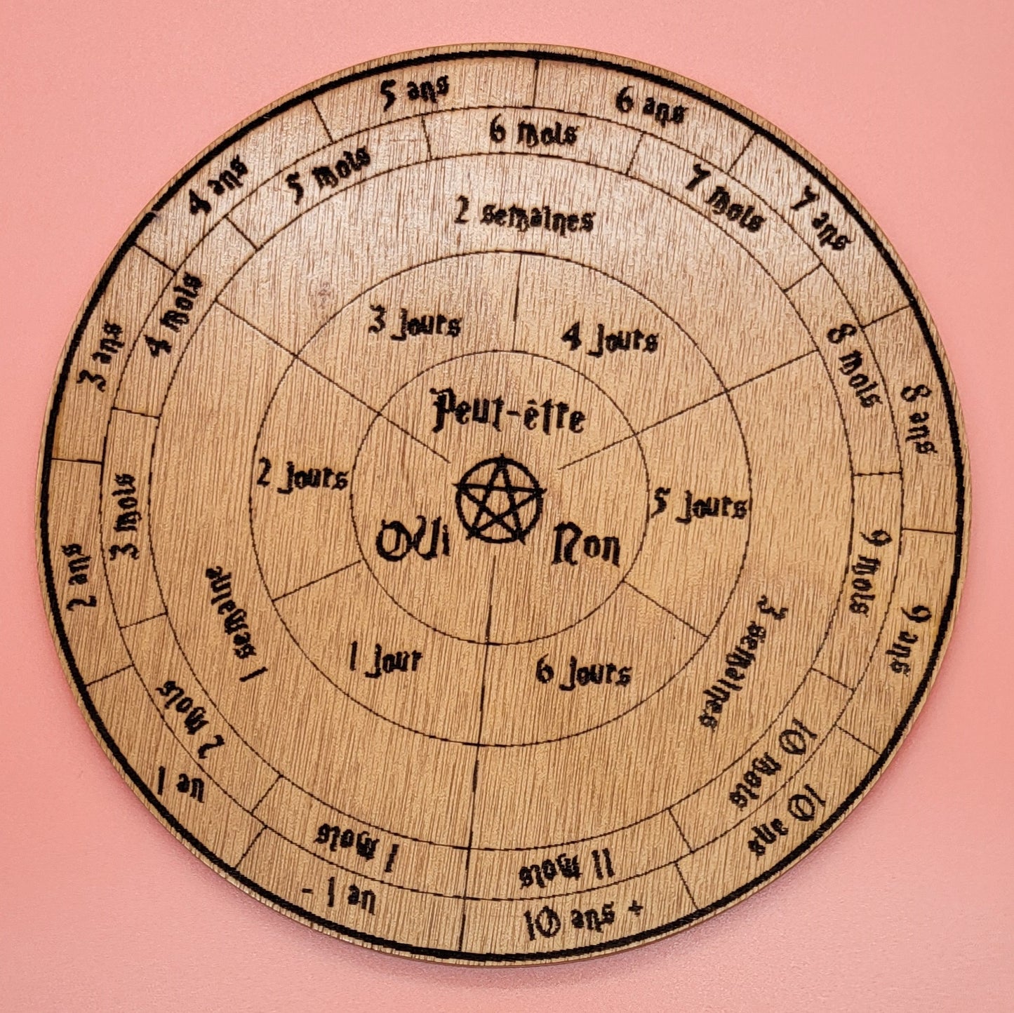 DIVERS DISQUES DE RADIESTHÉSIE EN FRANCAIS EN BOIS + PYROGRAVURE - ARTISANAUX, UNIQUES & ORIGINAUX