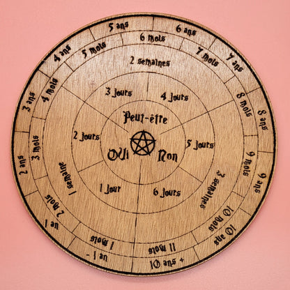 DIVERS DISQUES DE RADIESTHÉSIE EN FRANCAIS EN BOIS + PYROGRAVURE - ARTISANAUX, UNIQUES & ORIGINAUX