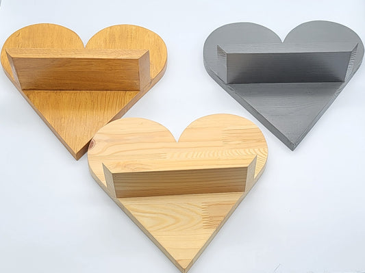 ÉTAGÈRE MURALE ORIGINALE MODÈLE COEUR + TABLETTE EN BOIS - DIVERS COLORIS