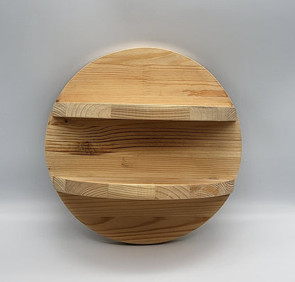 ÉTAGÈRE MURALE RONDE + 2 TABLETTES EN BOIS DE PIN - DIVERS COLORIS