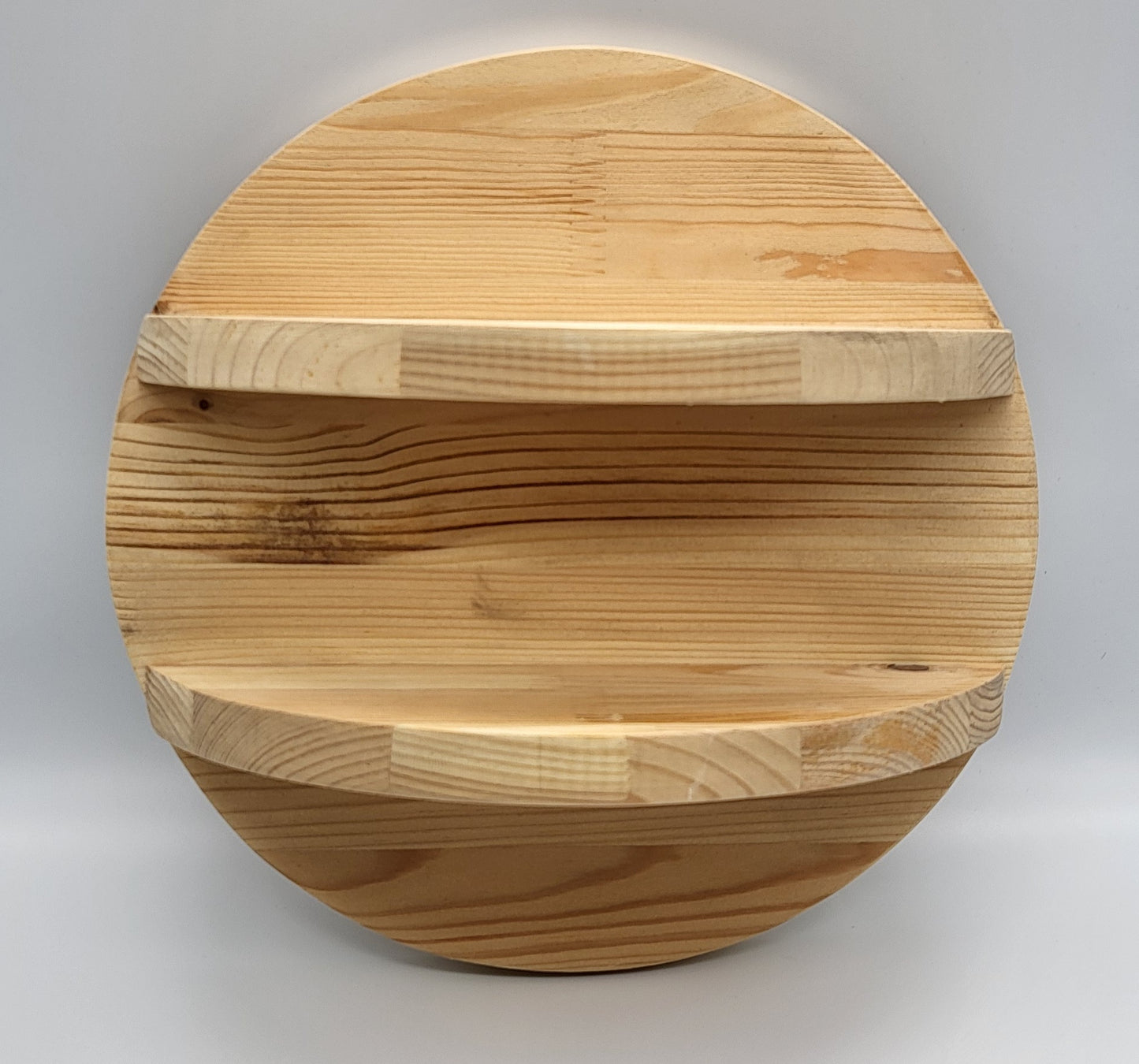 ÉTAGÈRE MURALE RONDE + 2 TABLETTES EN BOIS DE PIN - DIVERS COLORIS