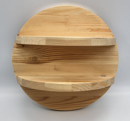 ÉTAGÈRE MURALE RONDE + 2 TABLETTES EN BOIS DE PIN - DIVERS COLORIS