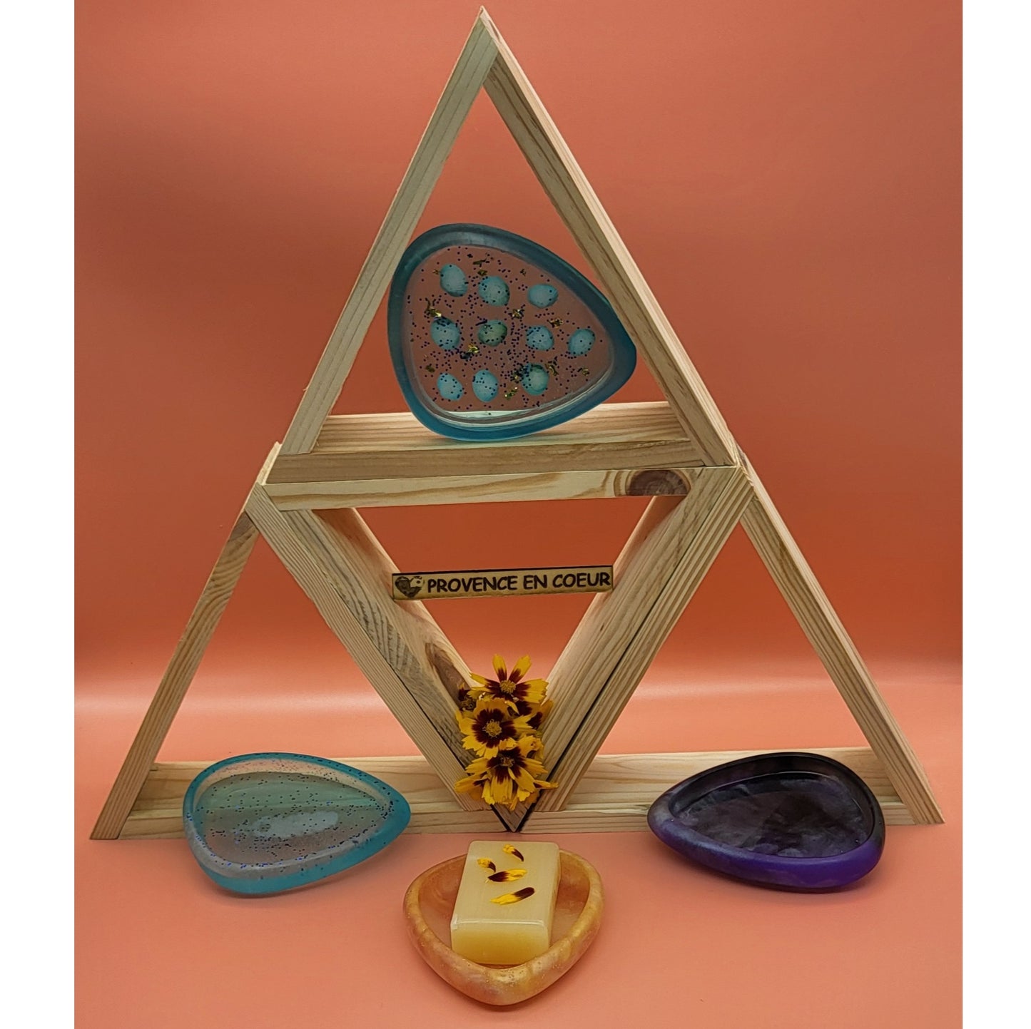 DÉCO SUPPORT SAVONS GOUTTE D'EAU 3D + INSERTIONS OBJETS - VIDE POCHES EN RÉSINE - DIVERS MODÈLES UNIQUES, ORIGINAUX & ARTISANAUX