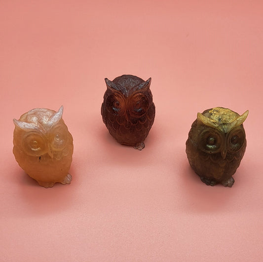 DÉCORATION HIBOU 3D RELIEFS EN RÉSINE - DIVERS COLORIS UNIQUES, ARTISANAUX & ORIGINAUX