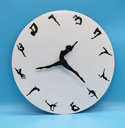 HORLOGE MURALE RONDE " 2 EN 1 " POSITIONS DE YOGA (asanas) - DESIGN ORIGINAL & ZEN