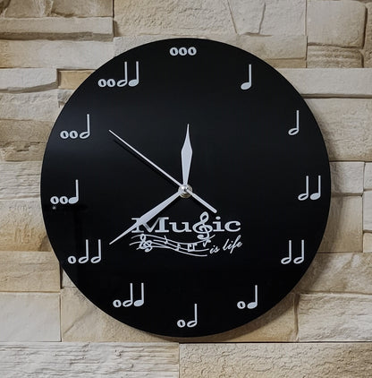 HORLOGE MURALE RONDE " NOTES DE MUSIQUE " - DESIGN ORIGINAL
