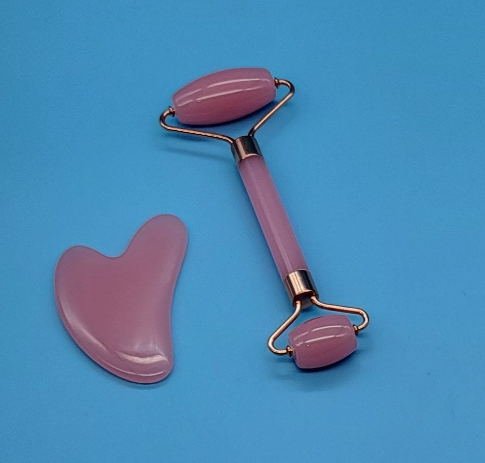 KIT BEAUTÉ MASSAGE ANTI-ÂGE : ROULEAUX + GUA SHAS EN RÉSINE - 2 COULEURS AU CHOIX