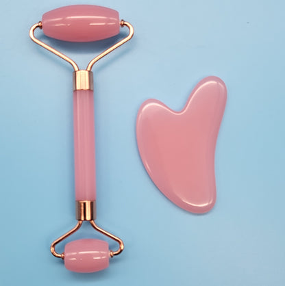 KIT BEAUTÉ MASSAGE ANTI-ÂGE : ROULEAUX + GUA SHAS EN RÉSINE - 2 COULEURS AU CHOIX