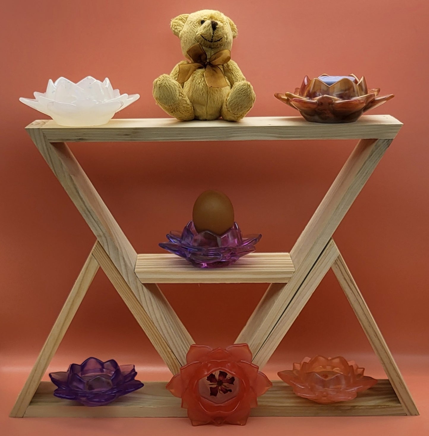 SUPPORTS À ENCENS ET BOUGIES " FLEURS LOTUS ZEN " 3D - COLLECTION "MICA"  – DÉCORATIONS ARTISANALES, UNIQUES & ORIGINALES AU CHOIX