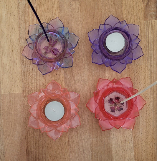 SUPPORTS À ENCENS ET BOUGIES " FLEURS DE LOTUS ZEN " 3D - COLLECTION " ESPRIT NATURE "  – DÉCORATIONS ARTISANALES, UNIQUES & ORIGINALES AU CHOIX