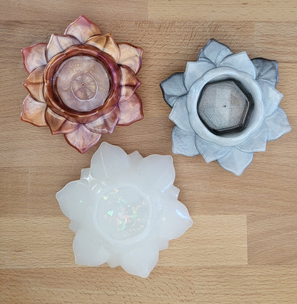 SUPPORTS À ENCENS ET BOUGIES " FLEURS LOTUS ZEN " 3D - COLLECTION "MICA"  – DÉCORATIONS ARTISANALES, UNIQUES & ORIGINALES AU CHOIX