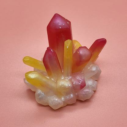 DÉCORATION GRAPPE DE CRISTAUX 3D RELIEFS EN RÉSINE - DIVERS COLORIS UNIQUES, ARTISANAUX & ORIGINAUX