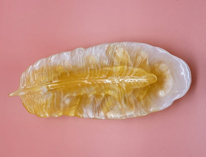 DÉCORATION 3D GRANDE PLUME D’ ANGE VIDE-POCHES EN RÉSINE – ARTISANALE, UNIQUE & ORIGINALE - COULEURS AU CHOIX