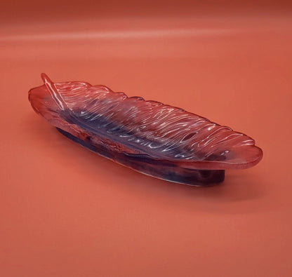 DÉCORATION 3D GRANDE PLUME D’ ANGE VIDE-POCHES EN RÉSINE – ARTISANALE, UNIQUE & ORIGINALE - COULEURS AU CHOIX