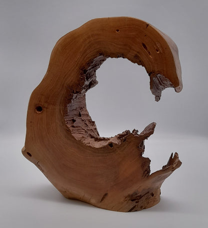 GRANDE SCULPTURE DE "VAGUE" EN BOIS DE CERISIER - UNIQUE, ARTISANALE & ORIGINALE