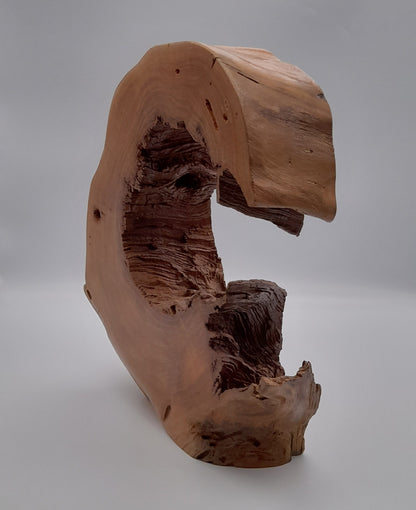 GRANDE SCULPTURE DE "VAGUE" EN BOIS DE CERISIER - UNIQUE, ARTISANALE & ORIGINALE
