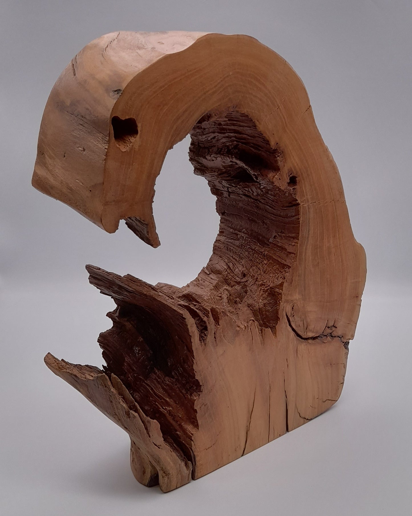 GRANDE SCULPTURE DE "VAGUE" EN BOIS DE CERISIER - UNIQUE, ARTISANALE & ORIGINALE