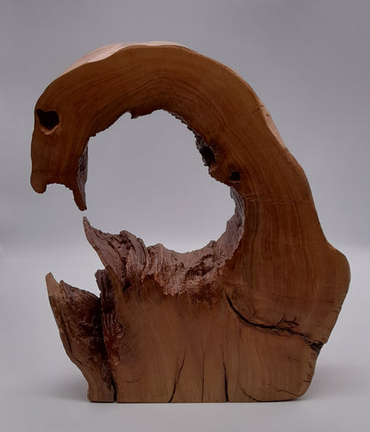 GRANDE SCULPTURE DE "VAGUE" EN BOIS DE CERISIER - UNIQUE, ARTISANALE & ORIGINALE