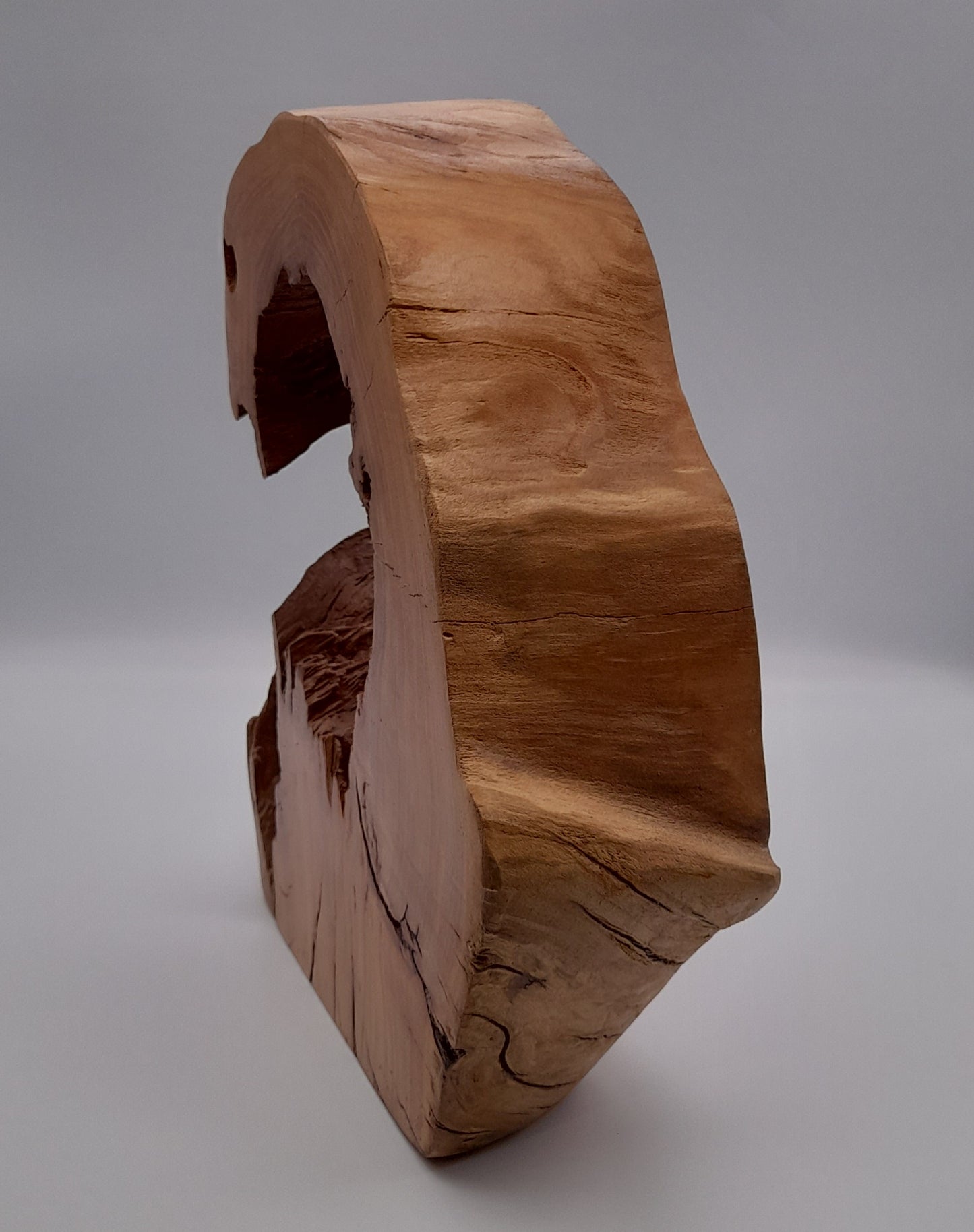 GRANDE SCULPTURE DE "VAGUE" EN BOIS DE CERISIER - UNIQUE, ARTISANALE & ORIGINALE