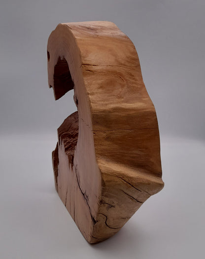 GRANDE SCULPTURE DE "VAGUE" EN BOIS DE CERISIER - UNIQUE, ARTISANALE & ORIGINALE