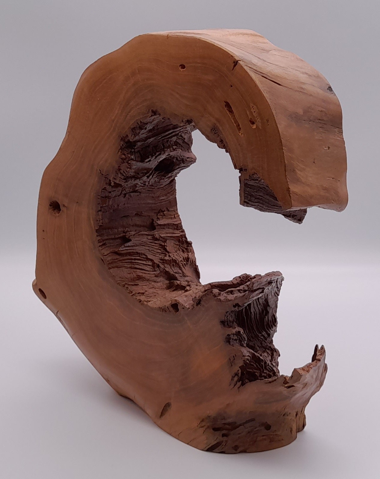 GRANDE SCULPTURE DE "VAGUE" EN BOIS DE CERISIER - UNIQUE, ARTISANALE & ORIGINALE