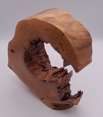 GRANDE SCULPTURE DE "VAGUE" EN BOIS DE CERISIER - UNIQUE, ARTISANALE & ORIGINALE