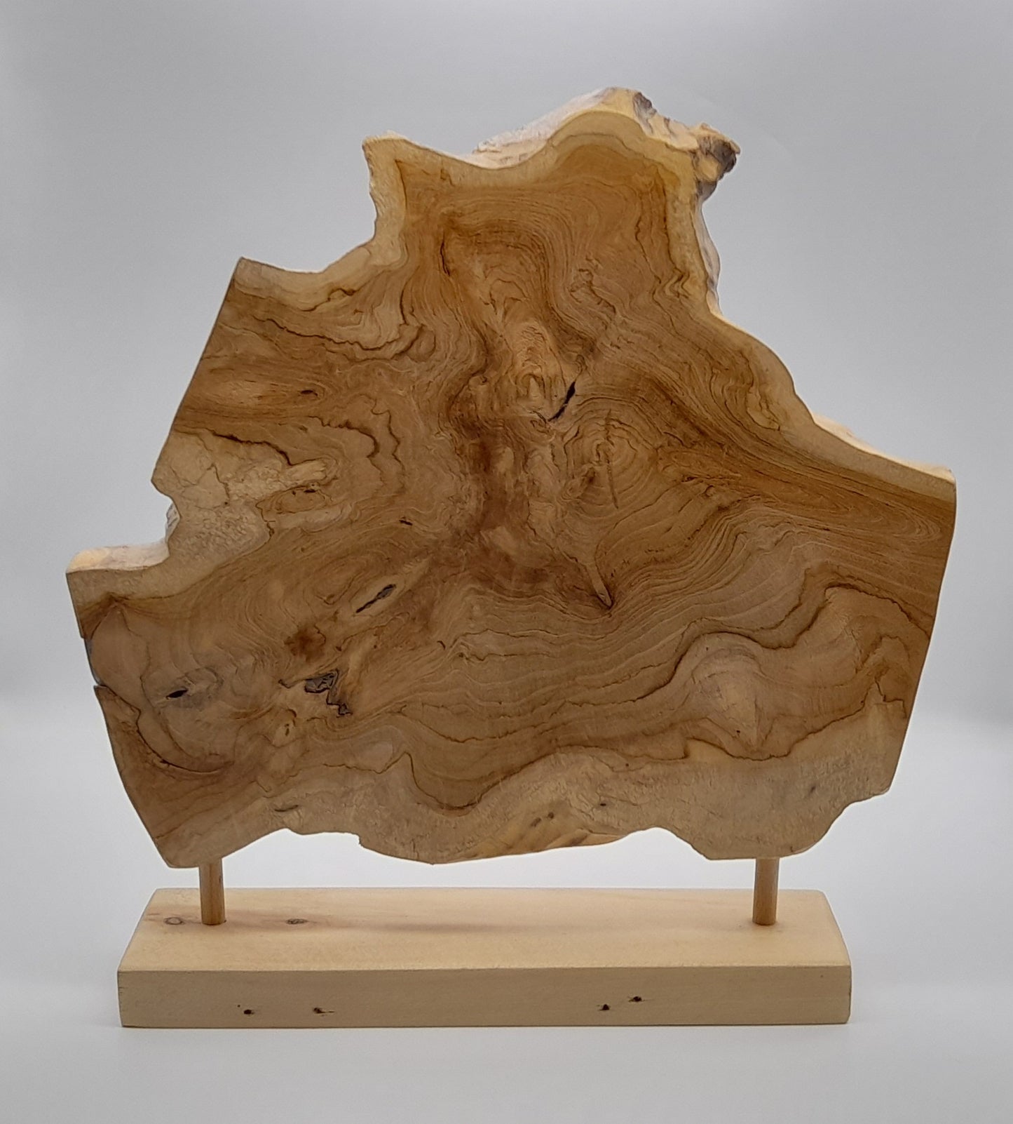 GRANDE SCULPTURE "ABSTRAITE" EN TECK SUR SOCLE - ARTISANALE, ORIGINALE & UNIQUE