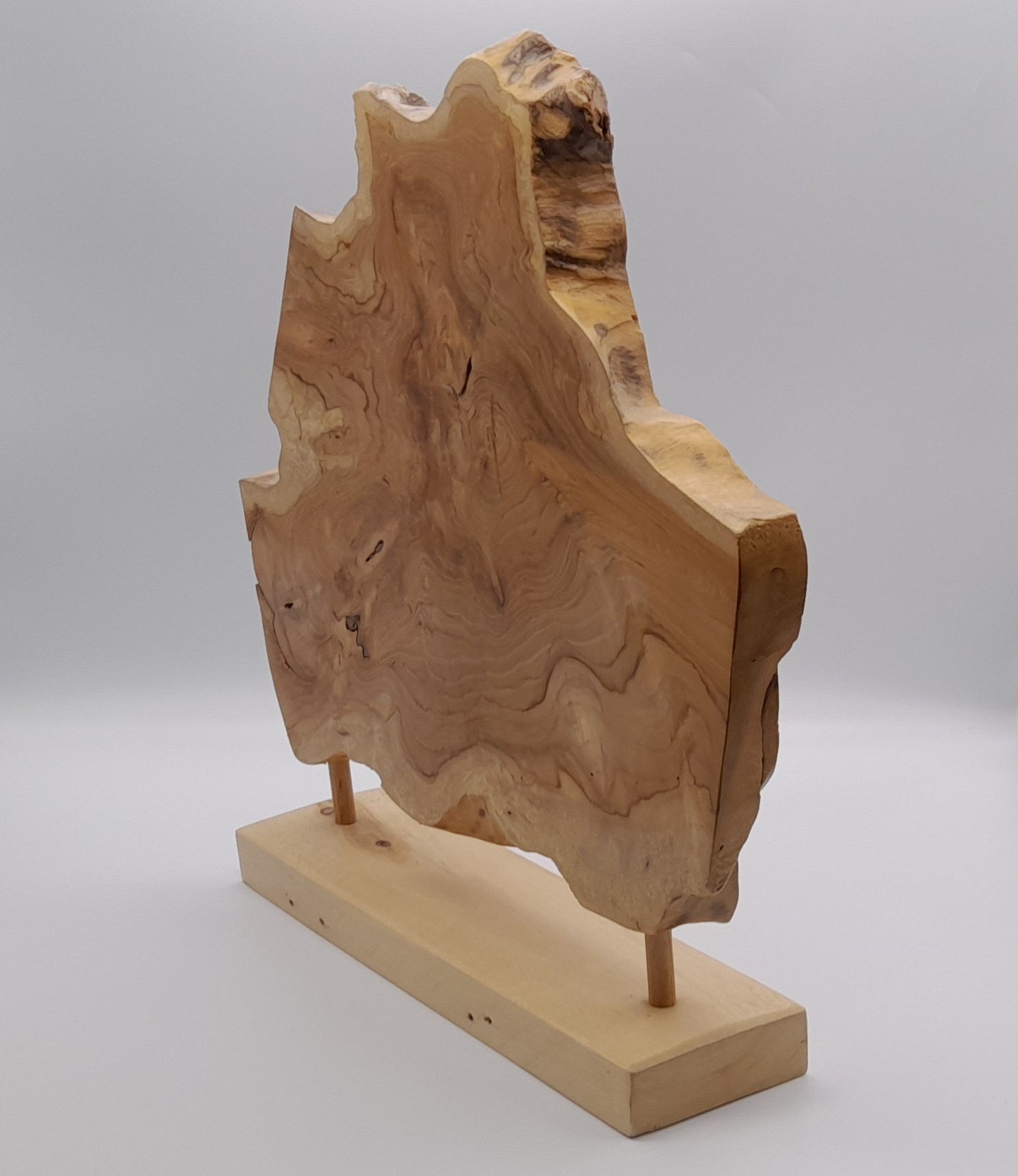 GRANDE SCULPTURE "ABSTRAITE" EN TECK SUR SOCLE - ARTISANALE, ORIGINALE & UNIQUE